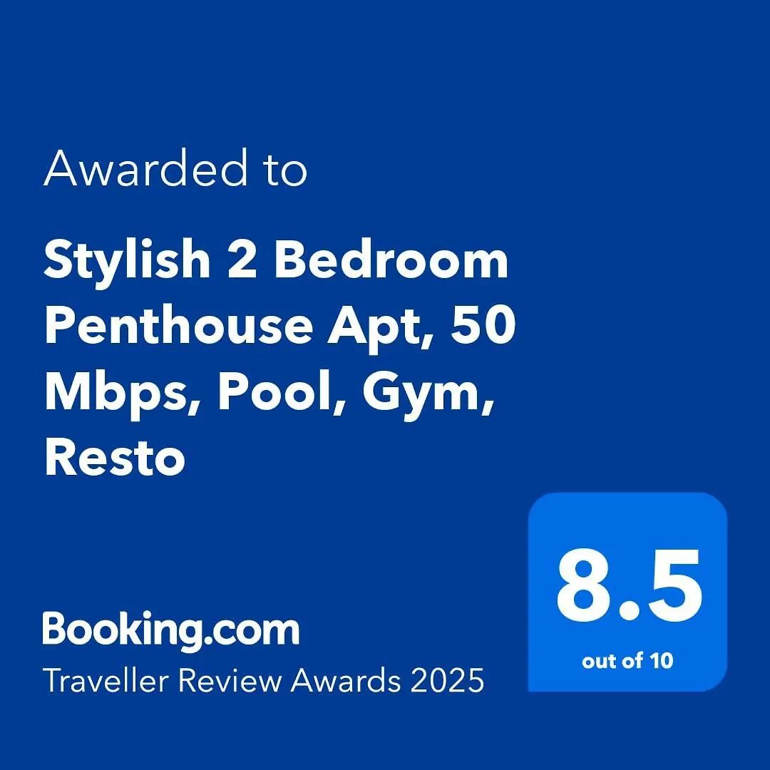 Stylish 2 Bedroom Penthouse Apt, Newly Refreshed, 50 Mbps, Pool, Gym, Resto Kuta